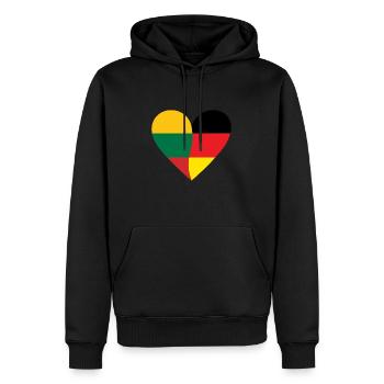 Lithuania Germany Heart - Men’s Premium Organic Hoodie - black - Front - Nico (187cm)