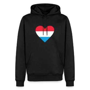 Cœur luxembourgeois - Sweat à capuche Premium bio Homme - noir - Devant - Nico (187cm)