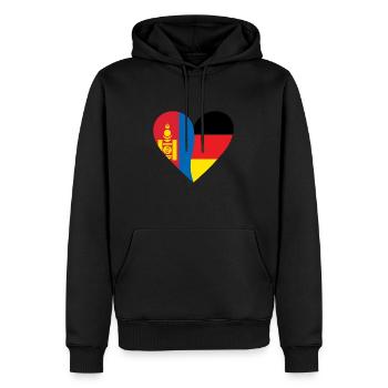 Mongolie Allemagne Cœur - Sweat à capuche Premium bio Homme - noir - Devant - Nico (187cm)