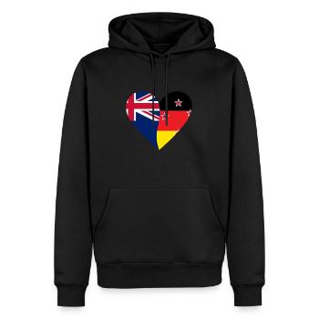 Nouvelle-Zélande Allemagne Cœur - Sweat à capuche Premium bio Homme - noir - Devant - Nico (187cm)