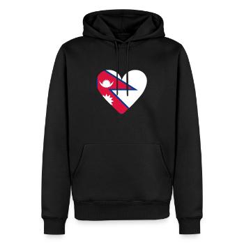 Cœur Népal - Sweat à capuche Premium bio Homme - noir - Devant - Nico (187cm)