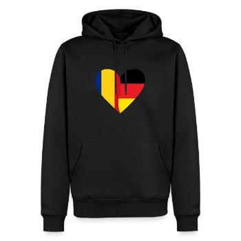 Roumanie Allemagne Cœur - Sweat à capuche Premium bio Homme - noir - Devant - Nico (187cm)