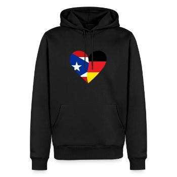 Puerto Rico Germany Heart - Männer Premium Bio Hoodie - Schwarz - Vorne - Nico (187cm)