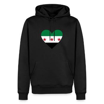 Cœur de Syrie - Sweat à capuche Premium bio Homme - noir - Devant - Nico (187cm)