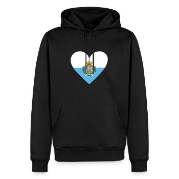 San Marino Heart - Männer Premium Bio Hoodie - Schwarz - Vorne - Nico (187cm)