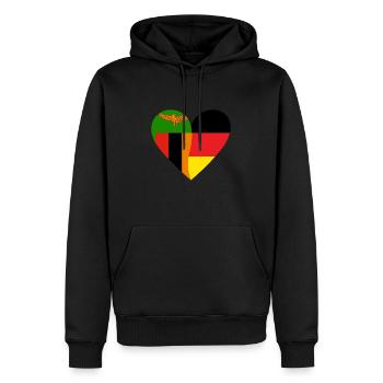 Zambia Germany Heart - Männer Premium Bio Hoodie - Schwarz - Vorne - Nico (187cm)