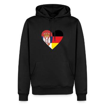 Serbie Allemagne Cœur - Sweat à capuche Premium bio Homme - noir - Devant - Nico (187cm)