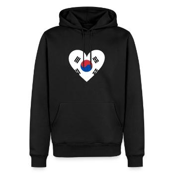 Corée du Sud Cœur - Sweat à capuche Premium bio Homme - noir - Devant - Nico (187cm)
