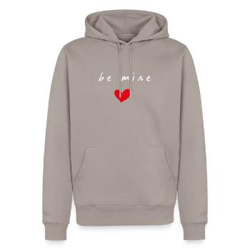 Be mine - Männer Premium Bio Hoodie - Taupe - Vorne - Nico (187cm)