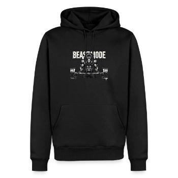 Fort comme un lion 💪🦁 - Édition Fitness - Sweat à capuche Premium bio Homme - noir - Devant - Nico (187cm)