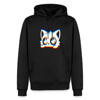 EDM Cat Glitch Style - Men’s Premium Organic Hoodie - black - Front - Nico (187cm)