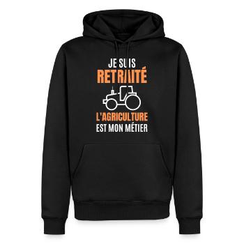Je suis retraité l'agriculture est mon métier - Sweat à capuche Premium bio Homme - noir - Devant - Nico (187cm)