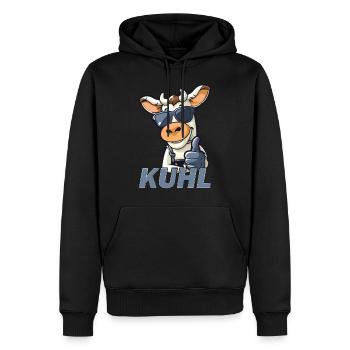 kuhl - Coole Kuh mit Blaumann - Männer Premium Bio Hoodie - Schwarz - Vorne - Nico (187cm)