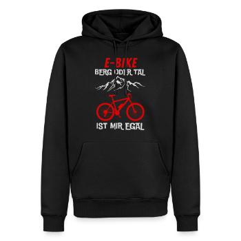 E-Bike Berg oder Tal ist mir Egal Geschenkidee - Männer Premium Bio Hoodie - Schwarz - Vorne - Nico (187cm)
