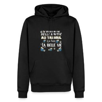 Collègue Cadeau Métier Boulot Meilleur Collègue - Sweat à capuche Premium bio Homme - noir - Devant - Nico (187cm)