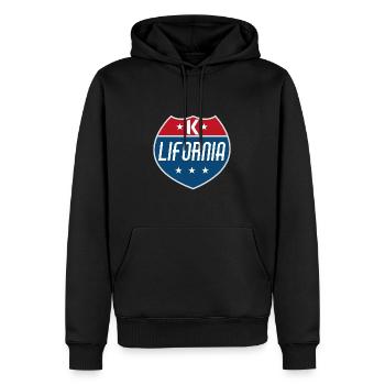 California - Sweat à capuche Premium bio Homme - noir - Devant - Nico (187cm)