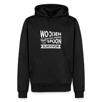 Survivant de la cuillère en bois - Sweat à capuche Premium bio Homme - noir - Devant - Nico (187cm)