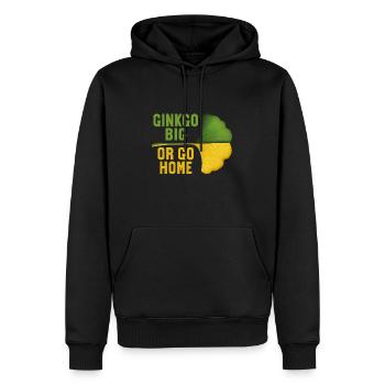 Ginkgo Big Or Go Home Feuille De Ginko Biloba - Sweat à capuche Premium bio Homme - noir - Devant - Nico (187cm)