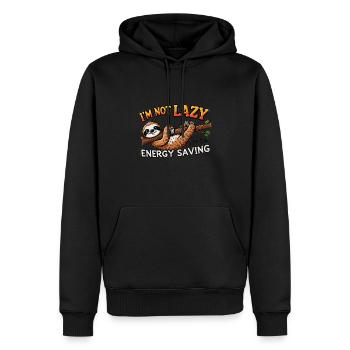 Power Saving Mode Enabled - Sloth Edition - Men’s Premium Organic Hoodie - black - Front - Nico (187cm)
