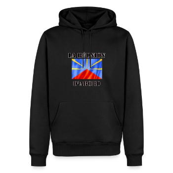 La Réunion D'Abord Cadeau île Drapeau Réunionnais - Sweat à capuche Premium bio Homme - noir - Devant - Nico (187cm)