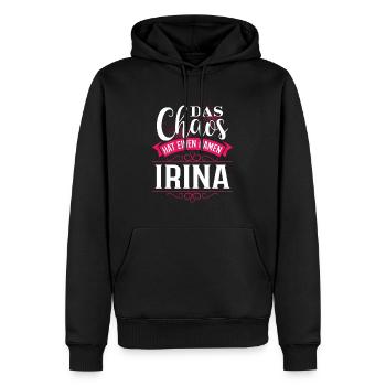 IRINA - Chaos - Männer Premium Bio Hoodie - Schwarz - Vorne - Nico (187cm)