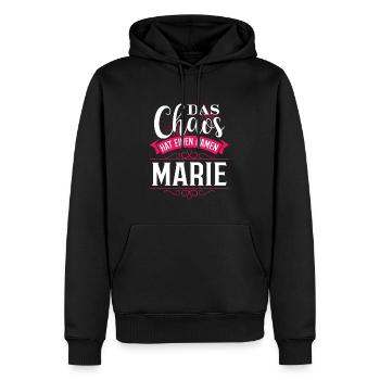 MARIE - Chaos - Männer Premium Bio Hoodie - Schwarz - Vorne - Nico (187cm)