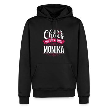 MONIKA - chaos - Männer Premium Bio Hoodie - Schwarz - Vorne - Nico (187cm)