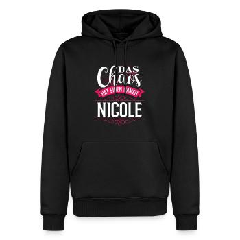NICOLE - chaos - Männer Premium Bio Hoodie - Schwarz - Vorne - Nico (187cm)