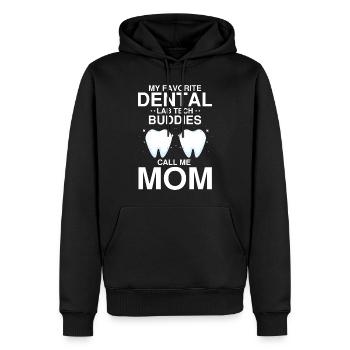 Technicien dentaire pour l’orthodontie et le laboratoire dentaire - Sweat à capuche Premium bio Homme - noir - Devant - Nico (187cm)