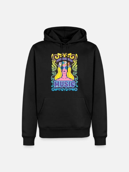 Hippie Music Graphic - Men’s Premium Organic Hoodie - black