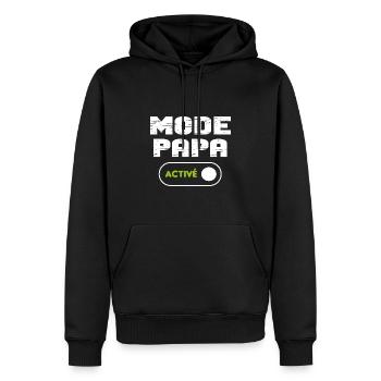 Mode papa activé - Sweat à capuche Premium bio Homme - noir - Devant - Nico (187cm)