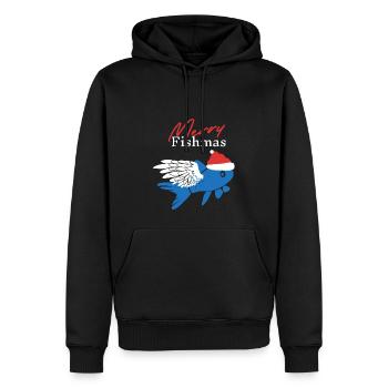 Joyeux Fishmas - Sweat à capuche Premium bio Homme - noir - Devant - Nico (187cm)