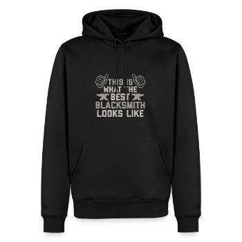 Hufschmied - Männer Premium Bio Hoodie - Schwarz - Vorne - Nico (187cm)