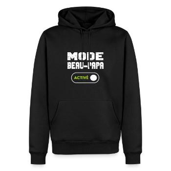 Mode beau-papa activé - Sweat à capuche Premium bio Homme - noir - Devant - Nico (187cm)