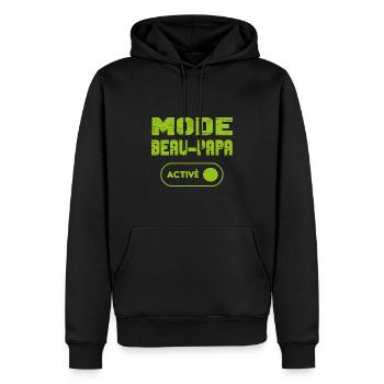 Mode beau-papa activé - Sweat à capuche Premium bio Homme - noir - Devant - Nico (187cm)