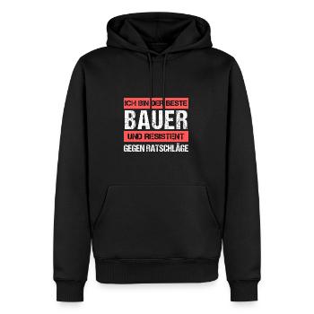 Agriculteur résistant - Sweat à capuche Premium bio Homme - noir - Devant - Nico (187cm)