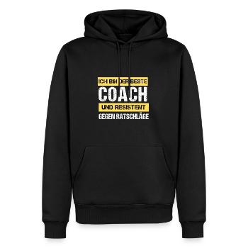 Resistant Coach - Men’s Premium Organic Hoodie - black - Front - Nico (187cm)