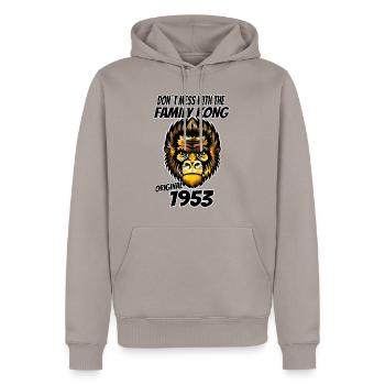 Geburtsjahr 1953 Familie Patriarch Geburtstag - Männer Premium Bio Hoodie - Taupe - Vorne - Nico (187cm)