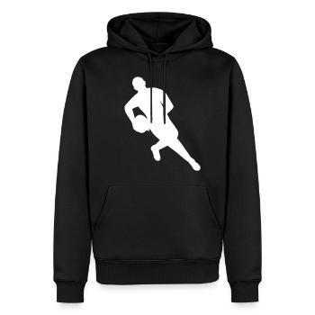 Le rugby en mouvement - Sweat à capuche Premium bio Homme - noir - Devant - Nico (187cm)