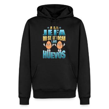 Der Chef rührt ihre Eier nicht an - Männer Premium Bio Hoodie - Schwarz - Vorne - Nico (187cm)
