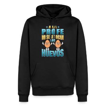 Die Lehrerin rührt ihre Eier nicht an - Männer Premium Bio Hoodie - Schwarz - Vorne - Nico (187cm)