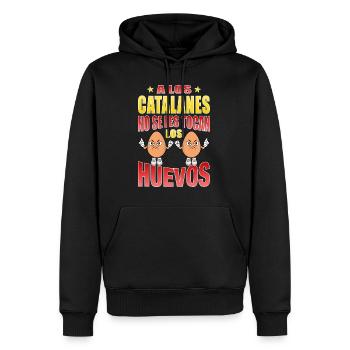 Die Katalanen rühren ihre Eier nicht an - Männer Premium Bio Hoodie - Schwarz - Vorne - Nico (187cm)