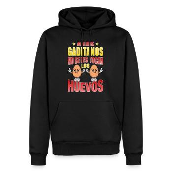 Die Einwohner von Cádiz rühren ihre Eier nicht an - Männer Premium Bio Hoodie - Schwarz - Vorne - Nico (187cm)