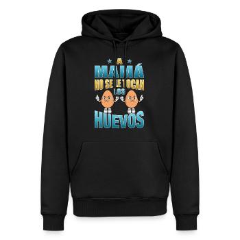 Mama rührt ihre Eier nicht an - Männer Premium Bio Hoodie - Schwarz - Vorne - Nico (187cm)