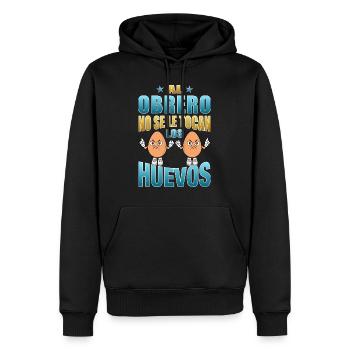 The worker does not touch his balls - Men’s Premium Organic Hoodie - black - Front - Nico (187cm)