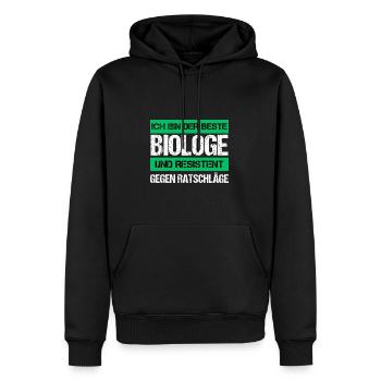 Biologiste résistant - Sweat à capuche Premium bio Homme - noir - Devant - Nico (187cm)