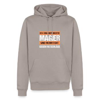 Resistant Mage - Men’s Premium Organic Hoodie - taupe - Front - Nico (187cm)