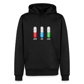 Pillen für Love Air Luck - Männer Premium Bio Hoodie - Schwarz - Vorne - Nico (187cm)