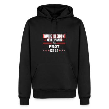 Ruhig bleiben ich bin Pilot - Männer Premium Bio Hoodie - Schwarz - Vorne - Nico (187cm)