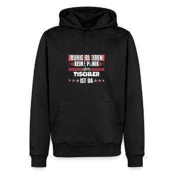 Ruhig bleiben ich bin Tischler - Männer Premium Bio Hoodie - Schwarz - Vorne - Nico (187cm)